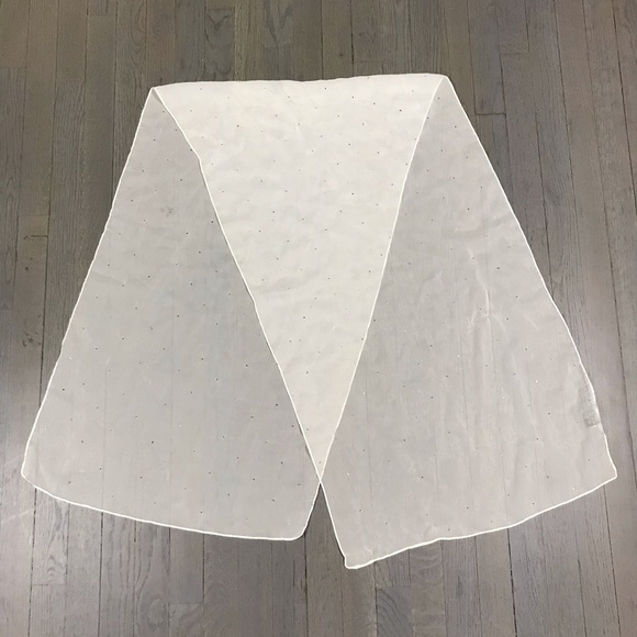 White Silver Metallic Sheer Shawl Wrap Scarf - Picture 6 of 9